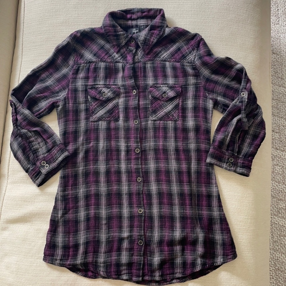 Purple & Black Aqua Button Down - Size S